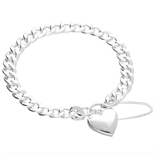 Bracelet Chaîne Gourmette Cœur Cadenas