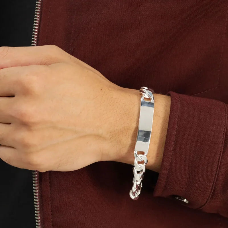 Bracelet Identifiant Personnalisé XL Argenté