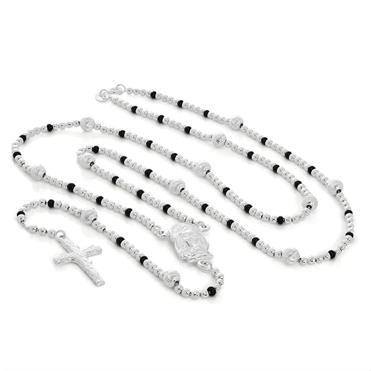 Collier de perles chapelet argenté