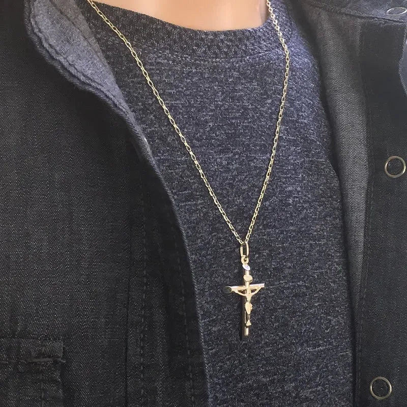 Collier Croix Crucifix Doré Luxe