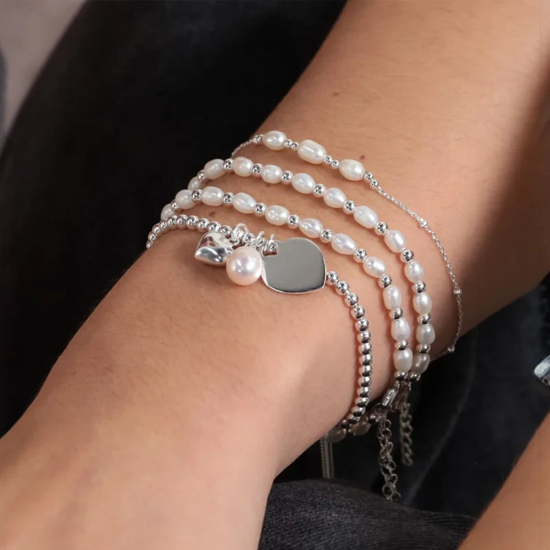 Bracelet avec Perles d'Eau Douce et Boules