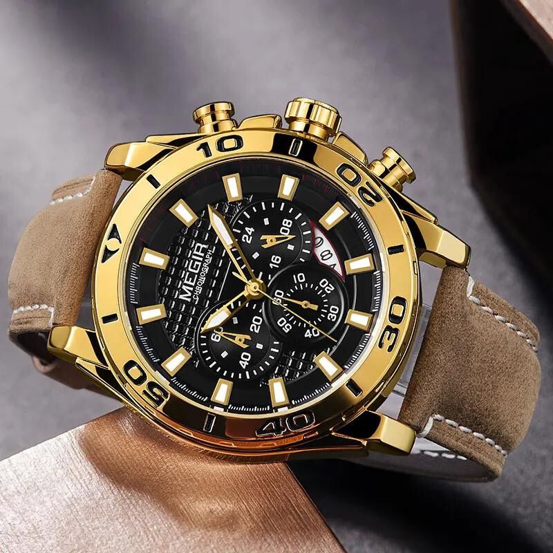 Montre en Cuir Résistante pour Homme - MEGIR Gladiateur