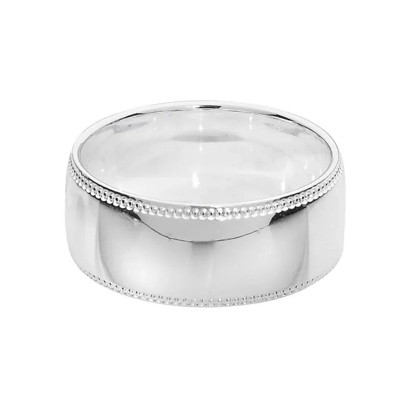 Bague de Mariage Millegrain Argentée pour Hommes 8 mm