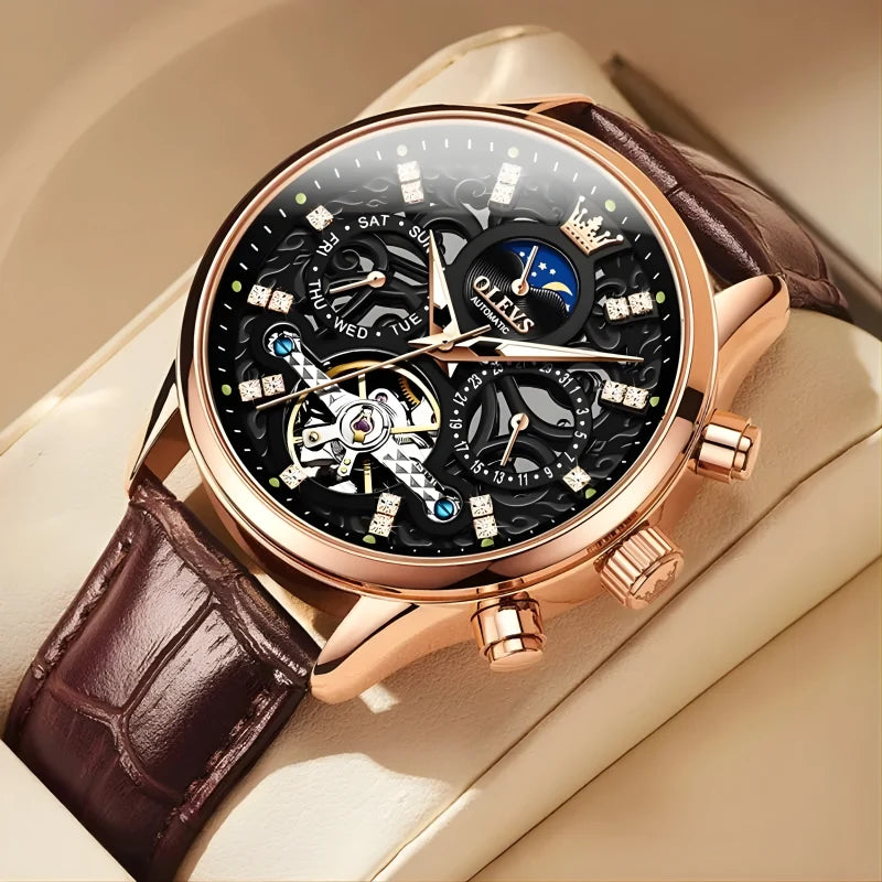 Montre en Cuir Opulente pour Homme - OLEVS Affluence