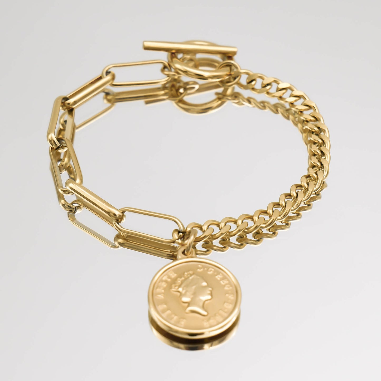 Bracelet à maillons pièces de monnaie