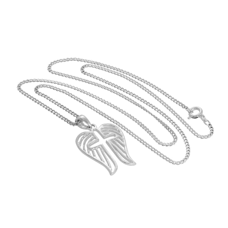 Lévi - Collier avec pendentif croix ouverte et ailes d'ange 40,6 cm