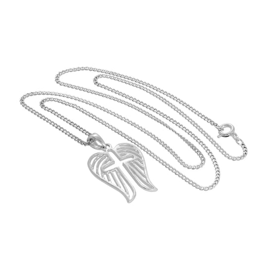 Lévi - Collier avec pendentif croix ouverte et ailes d'ange 40,6 cm