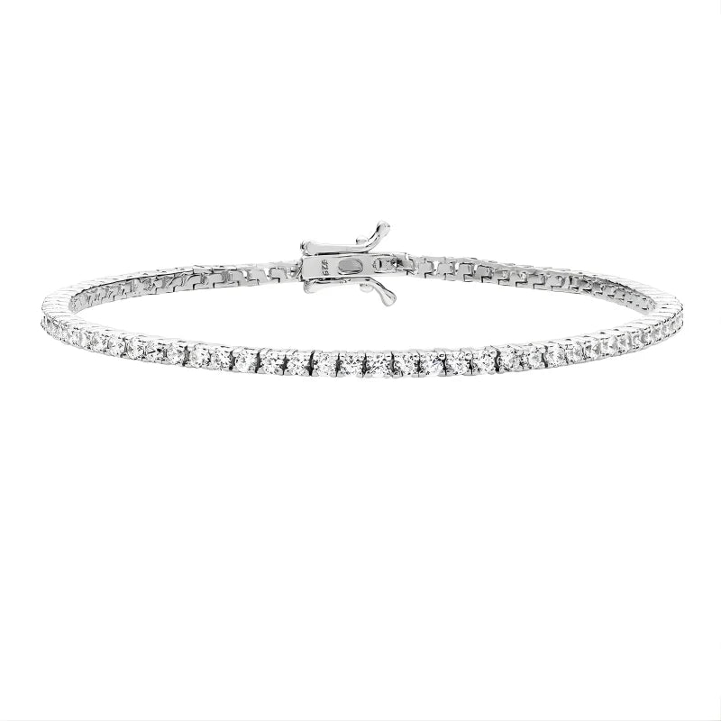 Bracelet Tennis Lumineux Argenté Zircon Cubique