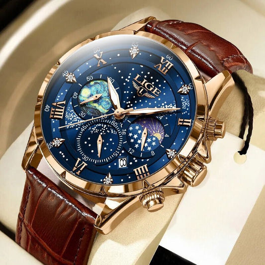 Montre en Cuir Élégante pour Homme - LIGE Azur