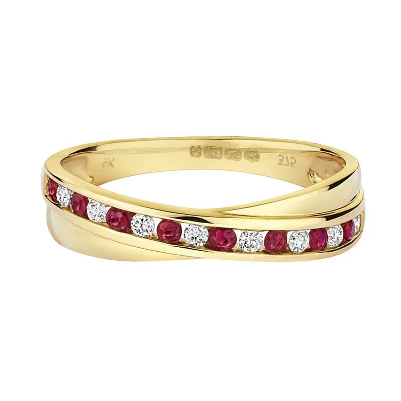 Bague croisée rubis et zircons