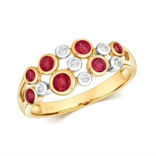 Bague bulle rubis et zircons