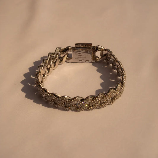 Bracelet Maillon Diamant Argenté