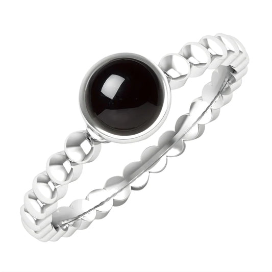 Bague à Pompon et Onyx Noir