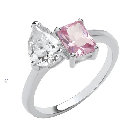 Bague Croisée Rose et Taille Poire