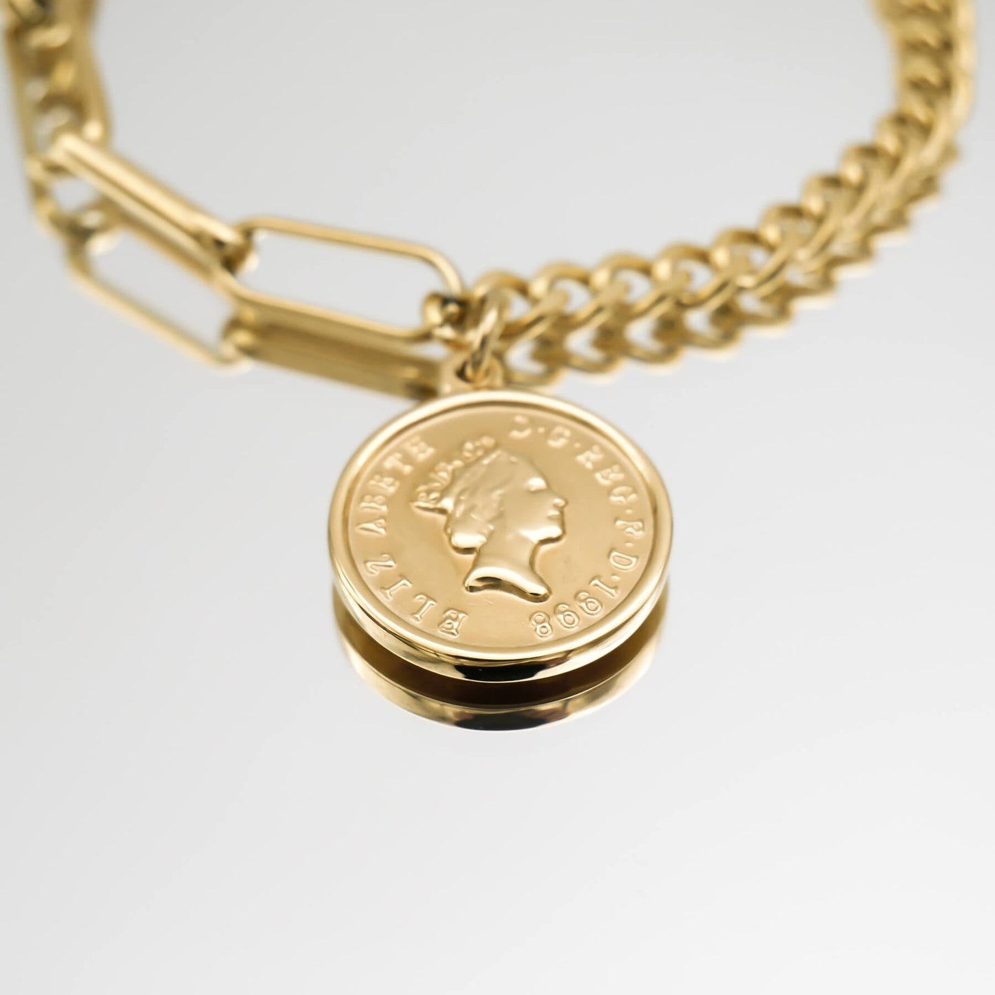 Bracelet à maillons pièces de monnaie