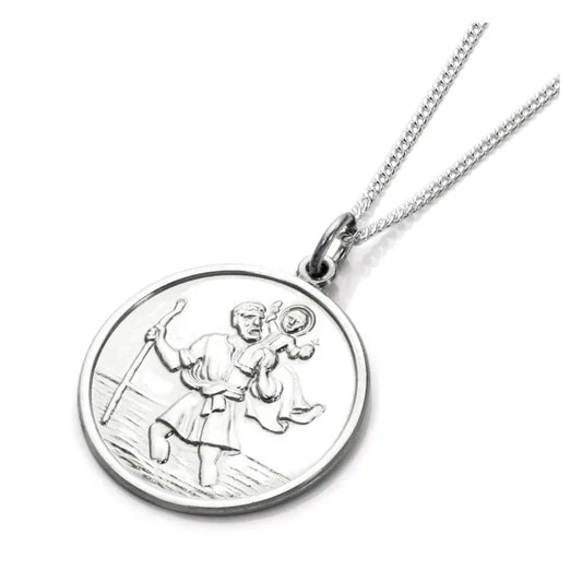 Ysabeau - Grand pendentif rond Saint Christophe