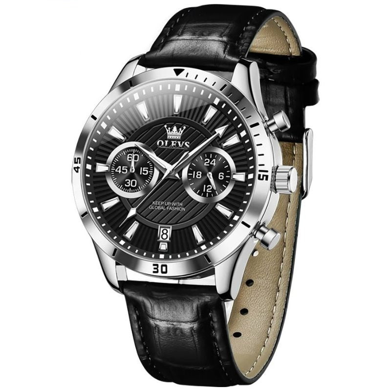 Montre en Cuir Éclatante pour Homme - OLEVS Brillance