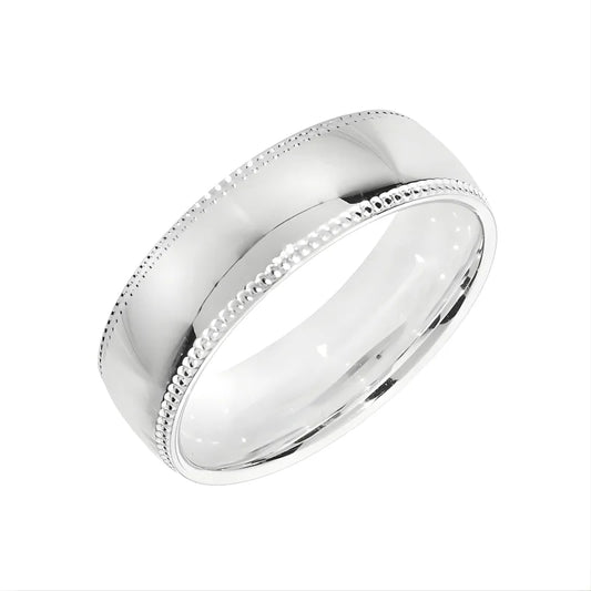 Bague de mariage millegrain argentée 6 mm