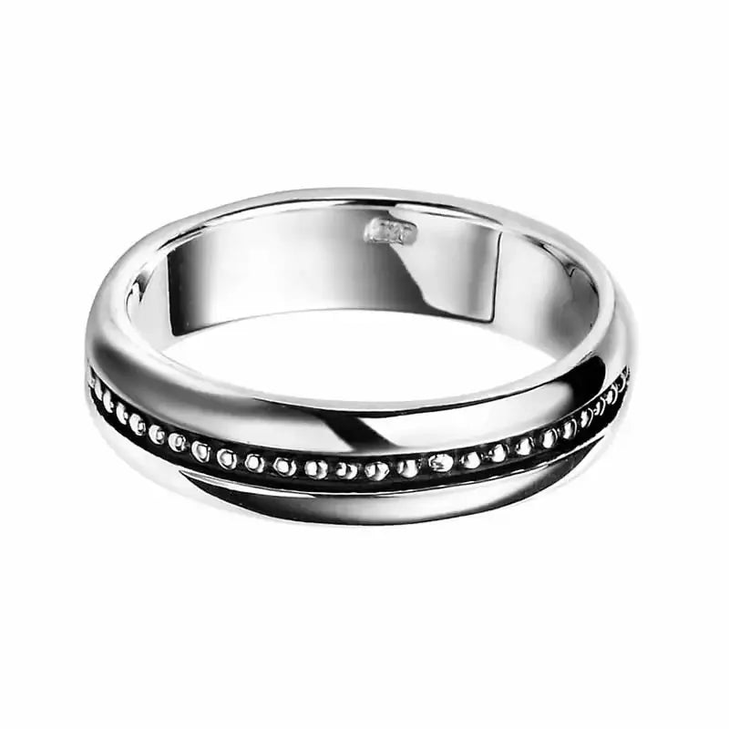 Bague Argentée pour Hommes avec Perles Oxydées