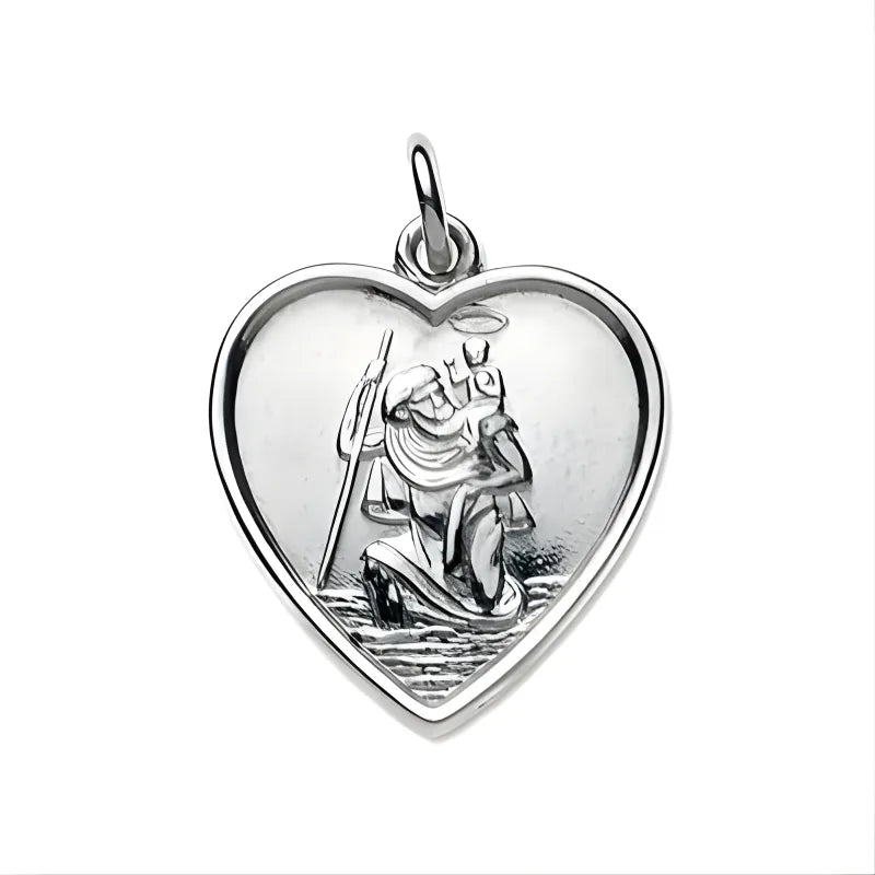 Pendentif coeur en relief Saint Christophe