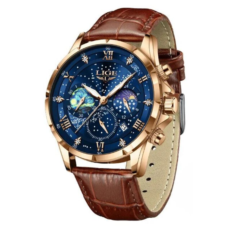 Montre en Cuir Élégante pour Homme - LIGE Azur