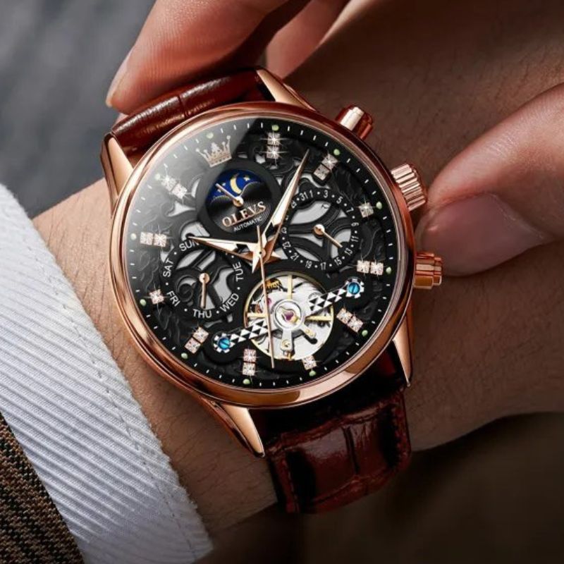 Montre en Cuir Opulente pour Homme - OLEVS Affluence