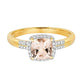 Bague halo de morganite et de zircons taille coussin