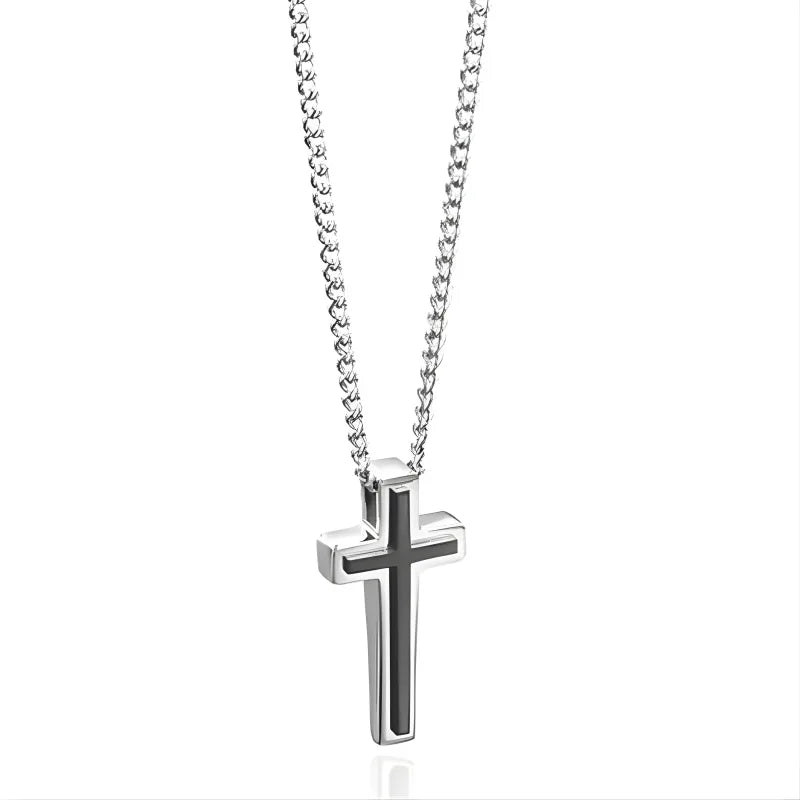 Collier Pendentif Croix Noire