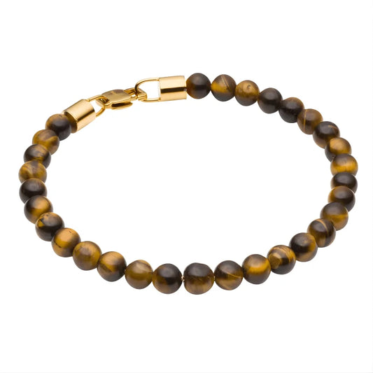 Bracelet Homme Doré Œil de Tigre