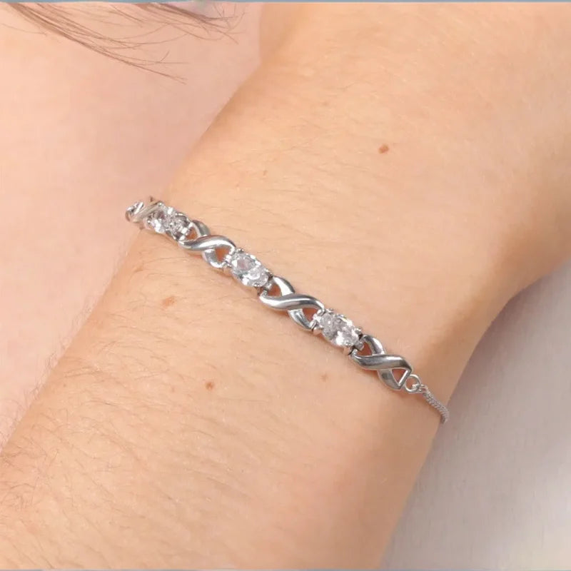 Bracelet à Maillons Réglables et Zircons Cubiques