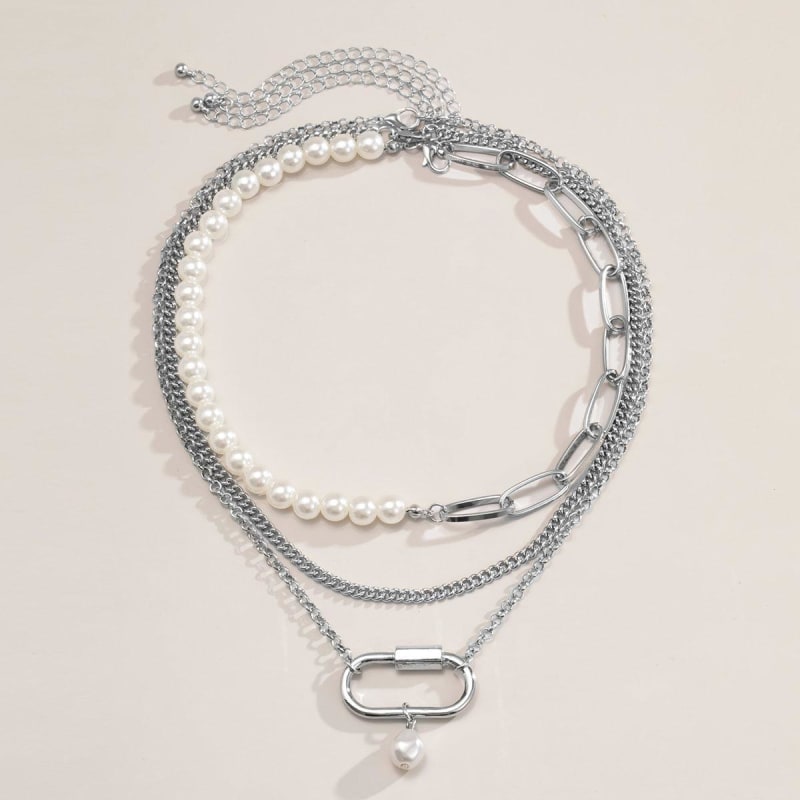 Collier Triple Perle Chaîne