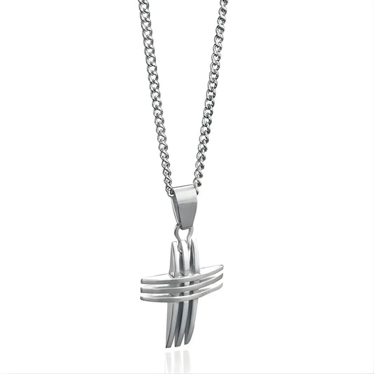 Collier Pendentif Croix Slash Moderne