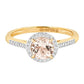 Bague halo de morganite et de zircons