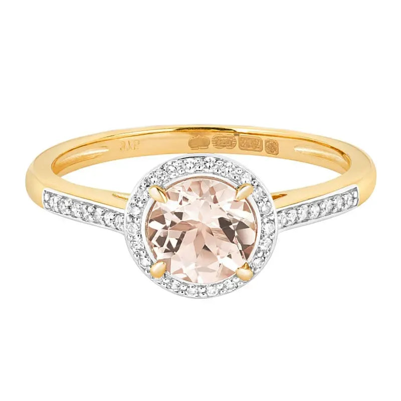 Bague halo de morganite et de zircons