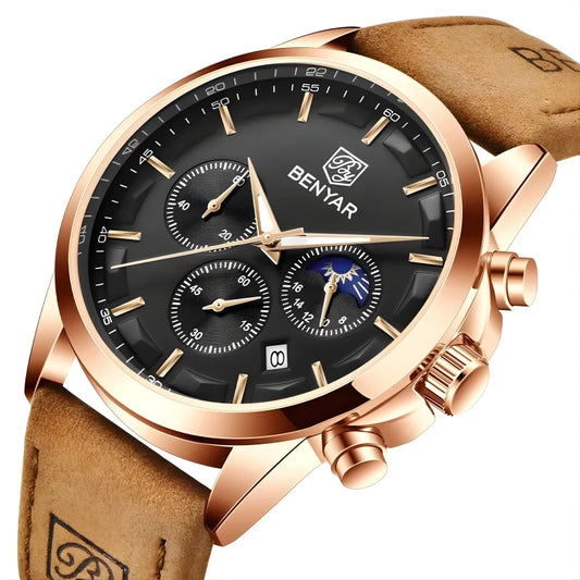 Montre en Cuir Élégante pour Homme - B&Y Daim Gentry