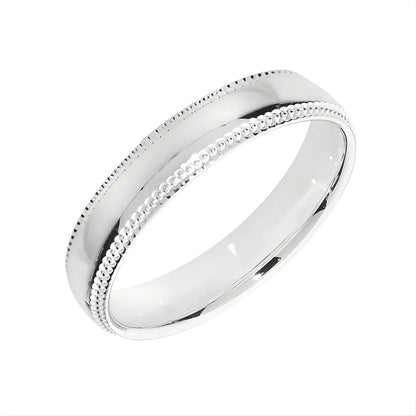 Bague de mariage millegrain argentée 4 mm