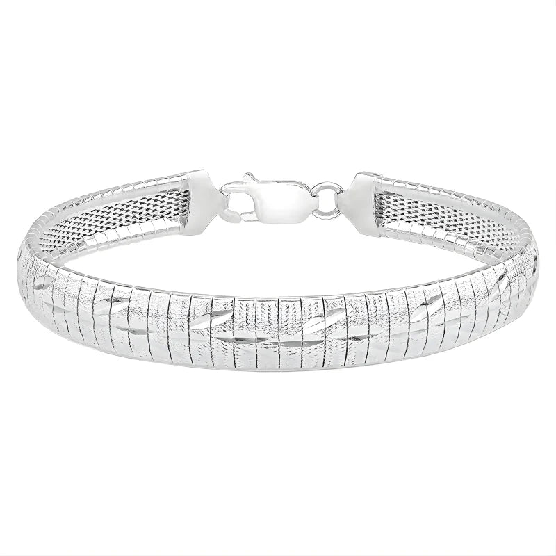 Bracelet Cléopâtre en Argenté avec Feuilles Taille Diamant