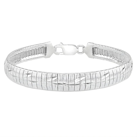 Bracelet Cléopâtre en Argenté avec Feuilles Taille Diamant