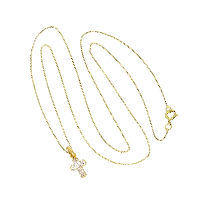 Arielle - Collier avec pendentif croix avec petit cristal CZ 40,6 à 50,8 cm