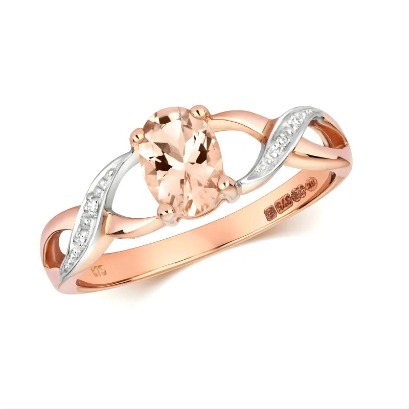 Bague Ovale Morganite & zircon