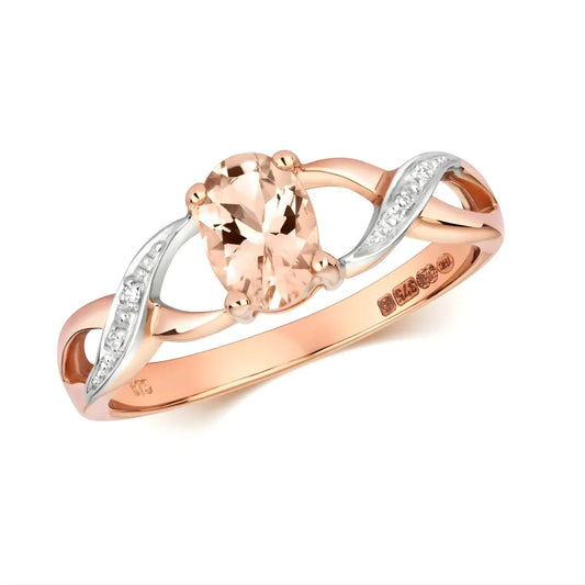 Bague Ovale Morganite & zircon