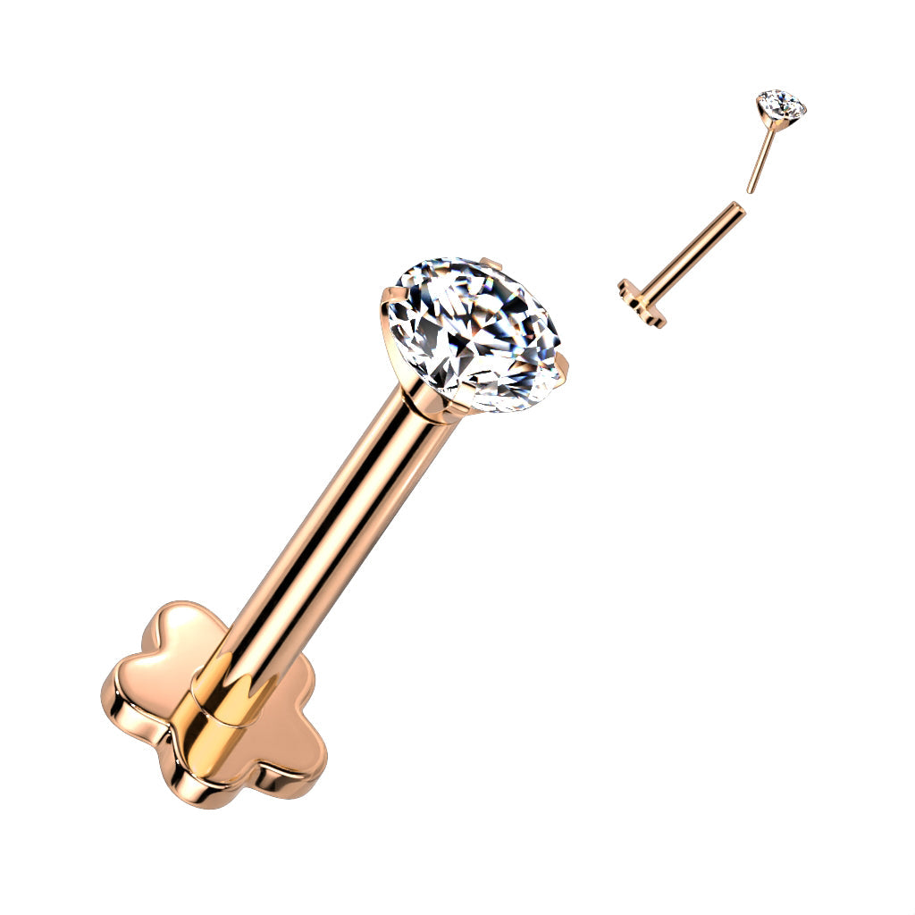 Labret CZ Titane Fleur