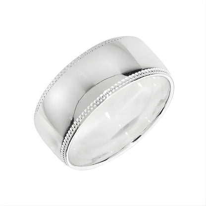 Bague de Mariage Millegrain Argentée pour Hommes 8 mm