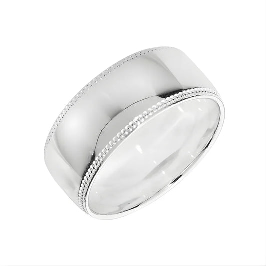 Bague de Mariage Millegrain Argentée pour Hommes 8 mm