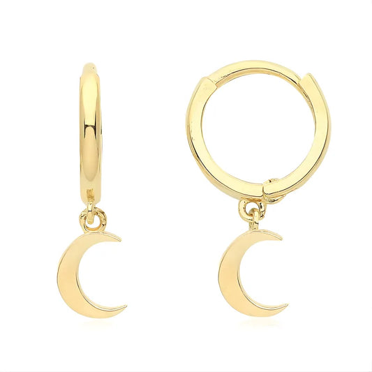 Boucles d'oreilles créoles en plaqué or avec breloque lune