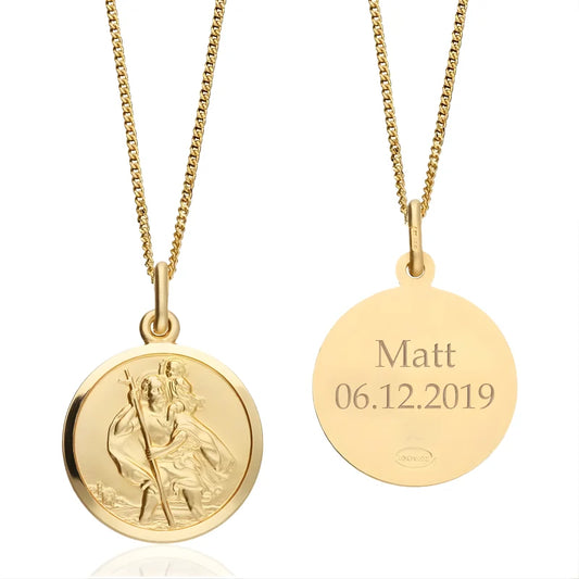 Pendentif Saint Christophe Personnalisé en Doré pour Homme