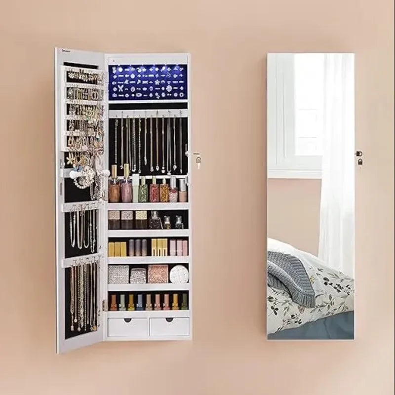 Armoire à Bijoux 6 LED - Miroir Long