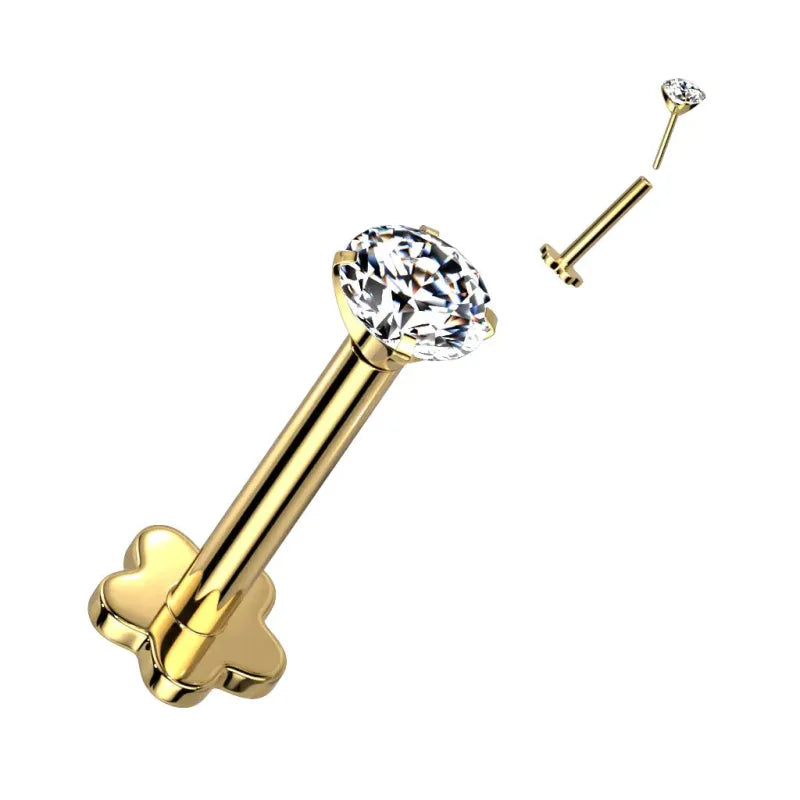 Labret CZ Titane Fleur