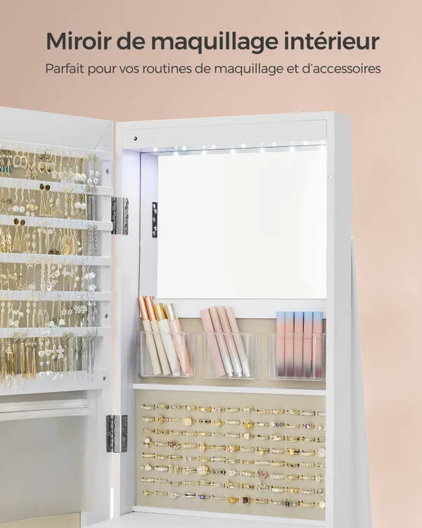 Armoire à Bijoux Rotative 360° - Avec 6 LED & Verrouillage