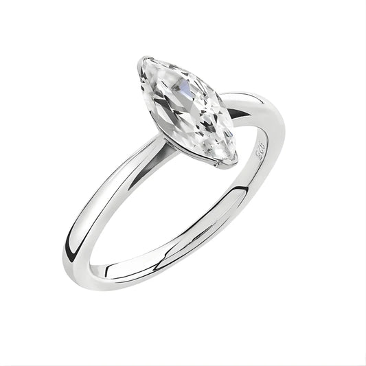 Bague Solitaire Marquise Lumineuse argentée